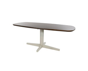 Eetkamertafel 220, deens ovaal, poot Beige, Mango Brown Walnut - Libra Table Collection