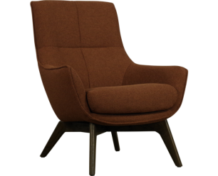 Fauteuil Femke stof Glory Hazel 96 bruin met houten poten