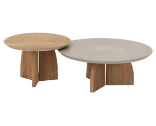 Nova salontafel teakhout + travertin top