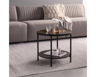 Salontafel Harald rond glas &Oslash;48 cm - Espresso bruin