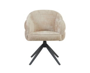 Eetkamerstoel Bella | Beige | Poot Black | Met armleuning