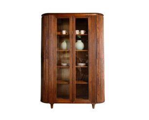 Vitrinekast Tide 6 Deurs mangohout 140x45x200 - Bruin
