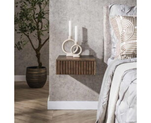 Nachtkastje 1L set/2 hangend Carve - Massief acacia drift brown