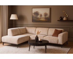 Hoekbank Avani met ottomane Links - Beige &ndash; 256x188x77 cm &ndash; Modern