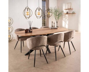 Eettafel Kopenhagen 215 cm Deens ovaal acacia - naturel