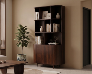 Vakkenkast Milla small mangohout 110x45x220cm - Bruin - Japandi