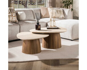 Salontafel Romano driehoekig set/2 - 3D keramiek travertin