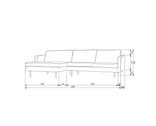 Rodeo Chaise Longue Links Velvet Roest - BePureHome