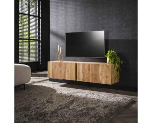 TV-meubel zwevend 2 deuren block - Massief acacia naturel
