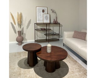 Salontafel Brix Clubs rond mangohout 80 cm - Bruin