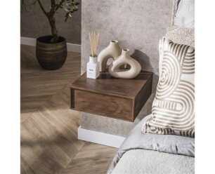 Nachtkastje 1L set/2 hangend Frame - Massief acacia drift brown