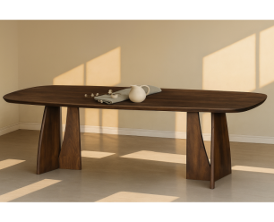 Eettafel Nina Deens ovaal mangohout 260x120 cm - walnoot - Japandi stijl