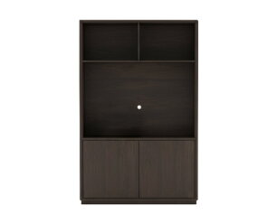 Oulu TV-kast 150 met 2 deuren en 3 open vakken, Dark Chocolate - Oak Collection