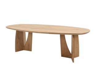 Eettafel Nina Deens ovaal massief eikenhout - Naturel - Japandi stijl - 200x100 cm