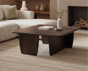 Salontafel Milla vierkant mangohout 90x90x32 cm - Bruin - Japandi