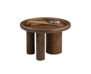 Salontafel Marlot rond mangohout 60x60x41 cm - walnoot - Japandi