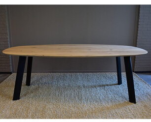 Eettafel Eiken Deens ovaal met schuin ovale I-poten 240x120 | onbehandeld