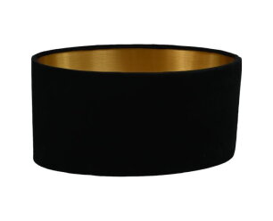 Ovale lampenkap - ø38x19 - Zwart/goud - Velours