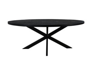 Ovale eettafel Melbourne - 160x90x76 - zwart - mangohout/ijzer