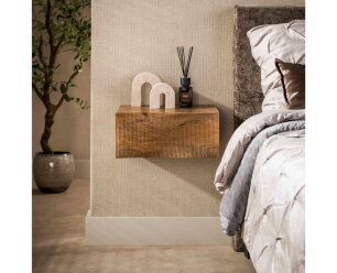 Nachtkastje Ocean zwevend 1L - Massief mango zand