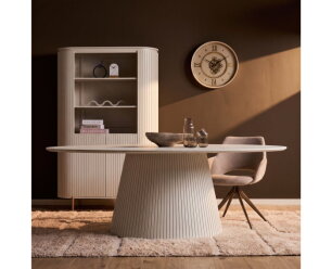 Ovale eettafel Solana Zand Mangohout 210 cm