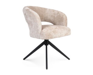 Eetkamerstoel Demi | Beige | Poot Black | Met armleuning