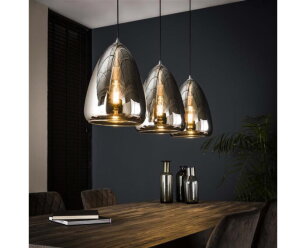 Hanglamp 3L silver pearl glass - Chromed glas