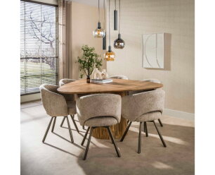 Eettafel Wave Centro D150 - Massief mango zand