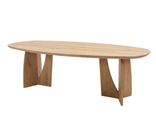 Eettafel Nina Deens ovaal massief eikenhout - Naturel - Japandi stijl - 260x120 cm