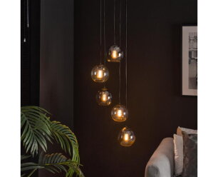 Hanglamp 5L getrapt bubbles bicolore - Artic zwart