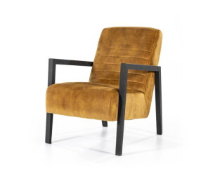 Okergele fauteuil met armleuning industrieel velvet