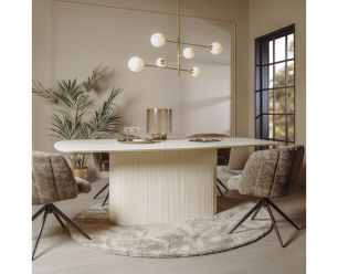 Tower Living Eettafel Corbetta Deens ovaal 260x120 cm - Japandi - Beige
