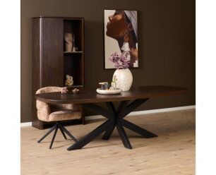 Eettafel Madison Brown | 200x100 cm | Deens Ovaal | Poot Black