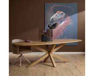Eettafel Nina Deens ovaal mangohout 240x110x76 cm &ndash; Naturel | Starfurn