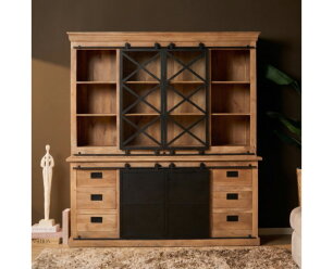 Starfurn Vitrinekast Fresno mangohout XXL  - 200x45x220 cm - Naturel