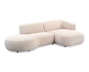 Organische hoekbank Valerie Boucl&eacute; met chaise longue links - 276x150x75 cm - Japandi - Beige