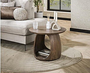 Bijzettafel flow D60 solid - Massief acacia glaze brown