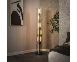 Vloerlamp 5L tube amber glas - Artic zwart