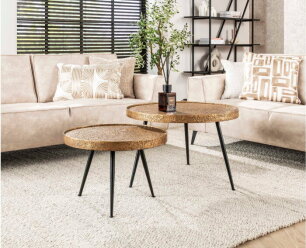 Salontafel Vera Set van 2 Metallic - Brons antiek