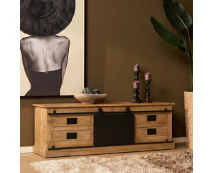 Starfurn Tv meubel Fresno Mangohout &ndash; Naturel &ndash; 155x45x50 cm