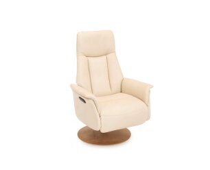 Relaxfauteuil Bussum leer &ndash; Turo Cloud Cream 305 - handmatig of elektrisch - sta-op functie mogelijk