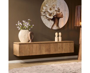 Zwevend tv meubel Dallas Naturel Mangohout 165 cm