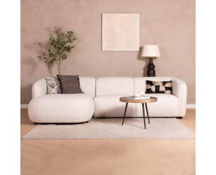 Hoekbank Valerie Boucl&eacute; met Chaise Longue Links 279x150 cm &ndash; Beige - Japandi