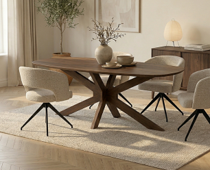 Eettafel Capricorn Deens ovaal Acacia 220x100 cm - Bruin - Houten onderstel