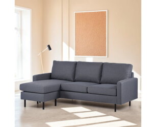 By-Olaf Hoekbank Malmo donkergrijs – Chaise longue links of rechts - 198x132 cm