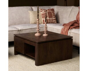 Vierkante Salontafel Dallas Bruin Mangohout 80 cm