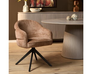 Eetkamerstoel Bella | Cinnamon | Poot Black | Met armleuning