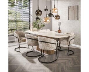 Eettafel 215 centre Romano - Ceramic 3D Travertine