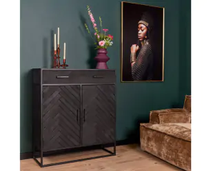 Kabinet kast New York | Mangohout en staal | 100 cm