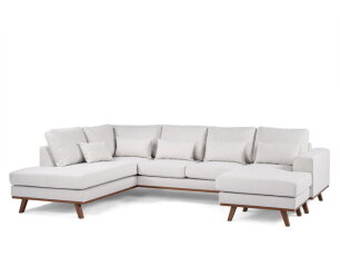 U-bank Borneo links Melva beige 3-zits met hoek en ottomaan 290 x 202 cm